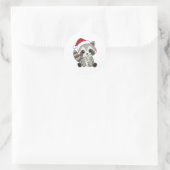 Raccoon-kerstwintervakantieoorden Ronde Sticker (Tas)