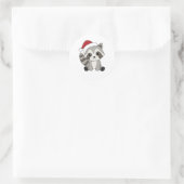 Raccoon-kerstwintervakantieoorden Ronde Sticker (Tas)