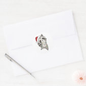 Raccoon-kerstwintervakantieoorden Ronde Sticker (Envelop)