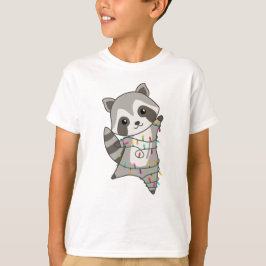 Raccoon-kerstwintervakantieoorden T-shirt
