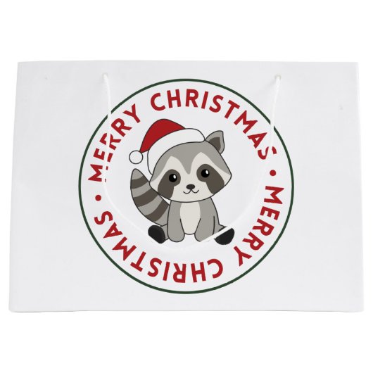 Raccoon-kerstwintervakanties Grote cadeau Groot Cadeauzakje (Voorkant)