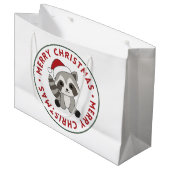 Raccoon-kerstwintervakanties Grote cadeau Groot Cadeauzakje (Voorkant Gekanteld)