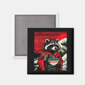 Raccoon Kimono Eating Ramen Japanese Food Art Men  Magneet (Voorkant / Achterkant)