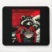 Raccoon Kimono Eating Ramen Japanese Food Art Men  Muismat (Voorkant)