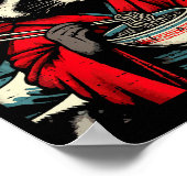 Raccoon Kimono Eating Ramen Japanese Food Art Men  Poster (Hoek)