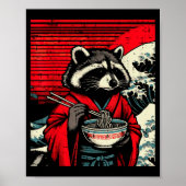 Raccoon Kimono Eating Ramen Japanese Food Art Men  Poster (Voorkant)