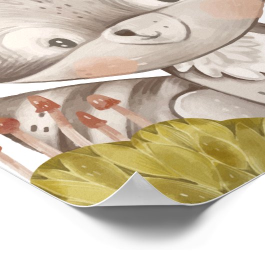 Raccoon Kinder Room Print Cute Animal Poster (Hoek)