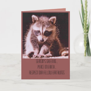 Raccoon Kit kerstcadeaukaartje Feestdagen Kaart