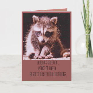 Raccoon Kit kerstcadeaukaartje Feestdagen Kaart
