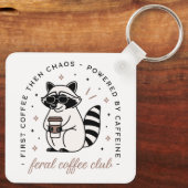 Raccoon koffieclub grappig chaotisch meisje esthet sleutelhanger (Achterkant)