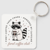 Raccoon koffieclub grappig chaotisch meisje esthet sleutelhanger (Achterkant)