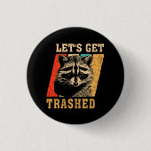 Raccoon Let's krijgen  Retro Racoon Fun Ronde Button 3,2 Cm (Voorkant)