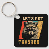 Raccoon Let's krijgen  Retro Racoon Fun Sleutelhanger (Voorkant)