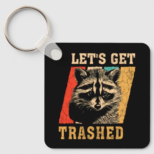 Raccoon Let's krijgen Retro Racoon Fun Sleutelhanger (Voorkant)