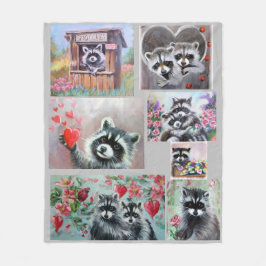 Raccoon Love Fleece Deken