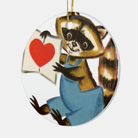Raccoon Love Keramisch Ornament (Links)