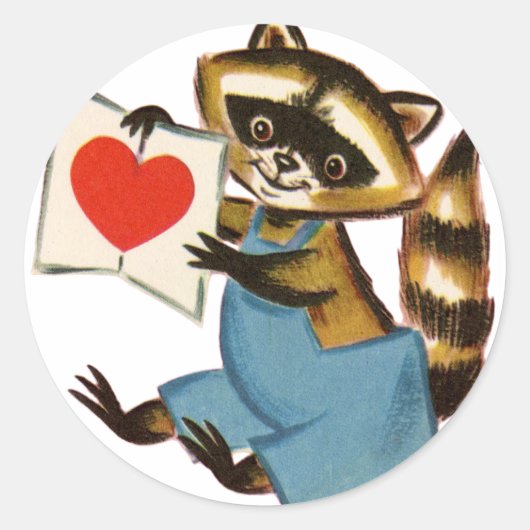 Raccoon Love Ronde Sticker (Voorkant)