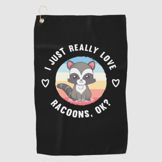 Raccoon Lover ik hou gewoon van rakkons Golfhanddoek (Voorkant)