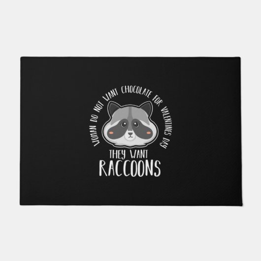 Raccoon Lover Raccoon voor Valentijnsdag Deurmat (Voorkant)