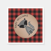 Raccoon Lumberjack Plaid Baby showers servetten (Voorkant)