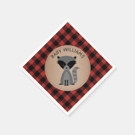 Raccoon Lumberjack Plaid Baby showers servetten