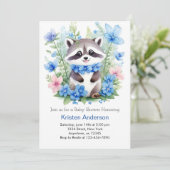 Raccoon Meadow Magic Blue Boy Baby shower Kaart (Staand voorkant)