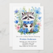 Raccoon Meadow Magic Blue Boy Baby shower Kaart (Voorkant / Achterkant)