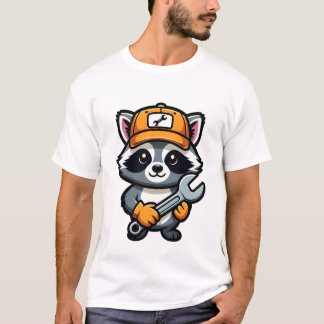 Raccoon Mechanic with Orange Cap T-shirt