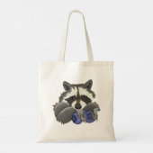 Raccoon met blauwe bessen tote bag (Achterkant)