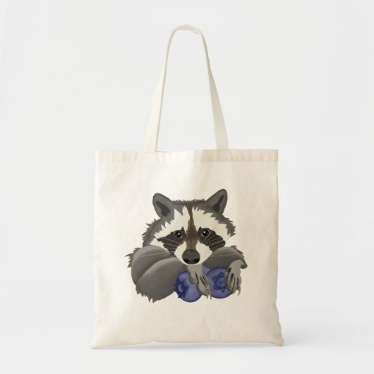 Raccoon met blauwe bessen tote bag (Voorkant)