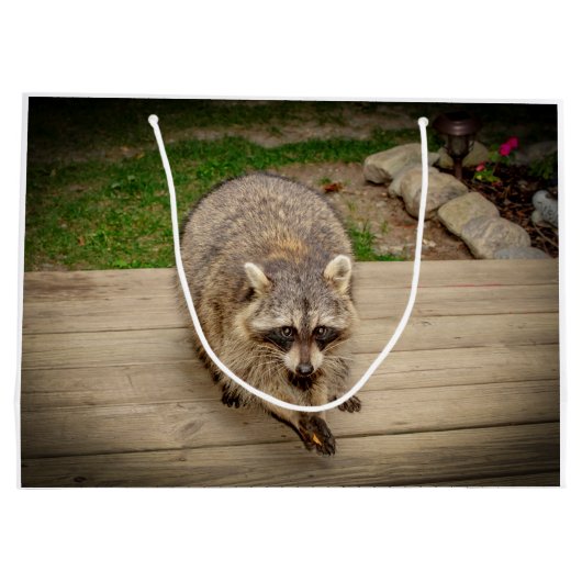 Raccoon met chip groot cadeauzakje (Achterkant)