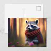 Raccoon met een Scarf in het bos Briefkaart (Voorkant / Achterkant)