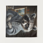 Raccoon met een tricot coating en een bril grappig wandkleed (Voorkant (horizontaal))