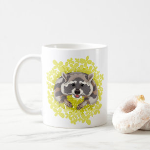 Raccoon met gele bloemen koffiemok