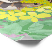 Raccoon met gele bloemen poster (Hoek)