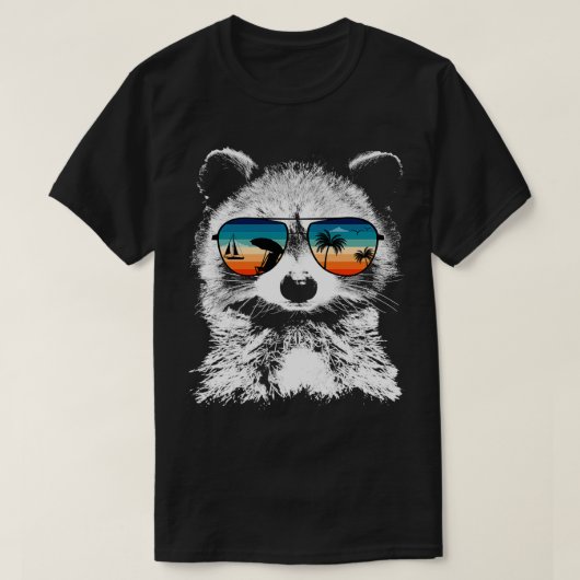 Raccoon met glazen zonnebril  Retro Styl T-shirt (Design voorkant)
