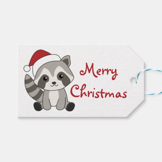 Raccoon met Kerstmis wintervakantieoord Trucker Ha Cadeaulabel (Voorkant (Horizontaal))