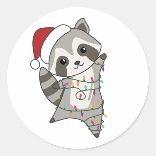 Raccoon met Kerstmis wintervakantieoord Trucker Ha Ronde Sticker (Voorkant)