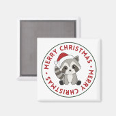 Raccoon met kerstwinterzonnen Magnet (Voorkant / Achterkant)