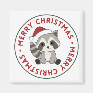 Raccoon met kerstwinterzonnen Magnet