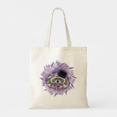 Raccoon met paarse bloemen tote bag (Achterkant)
