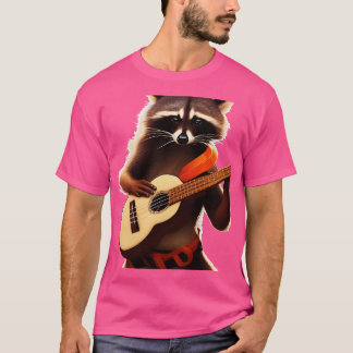Raccoon met wielulele t-shirt