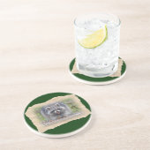 Raccoon, mijn vogelzaad. zandsteen onderzetter (Zijkant)