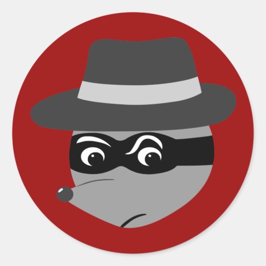Raccoon Mobster Ronde Sticker (Voorkant)