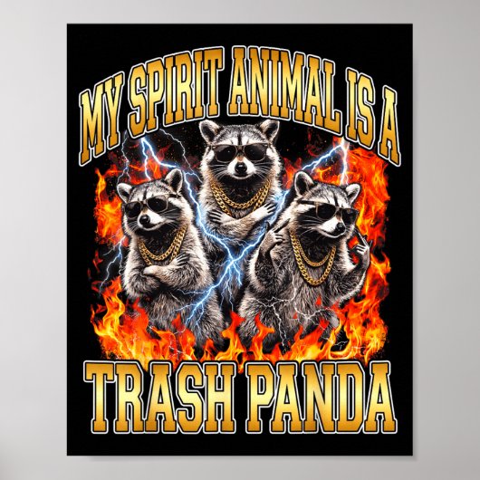 Raccoon My Srit Animal Is A Trash Panda Funny Boot Poster (Voorkant)