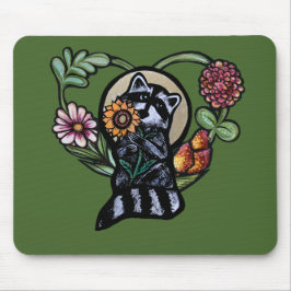 Raccoon Natuur liefhebbers zonnebloem kunst Muismat