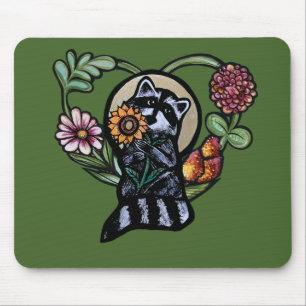 Raccoon Natuur liefhebbers zonnebloem kunst Muismat