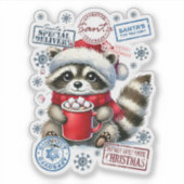 Raccoon nippen van cacao door het vuur sticker (Voorkant)