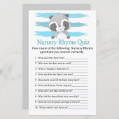 Raccoon Nursery Rhyme Quiz baby shower game (Voorkant / Achterkant)