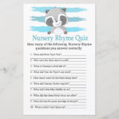 Raccoon Nursery Rhyme Quiz baby shower game (Voorkant)